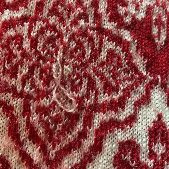 Wool Icelandic Design Zip Up Hooded Vest, red, white and black - GUC Size Large - Picture 3 of 6